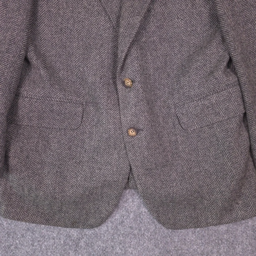 VTG American Craftsmen Blazer Herringbone Tweed Mens 40R Grey Brown USA Academia